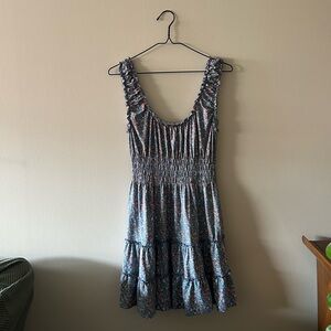 Urban Outfitters Blue Multi Floral Tiered Dress